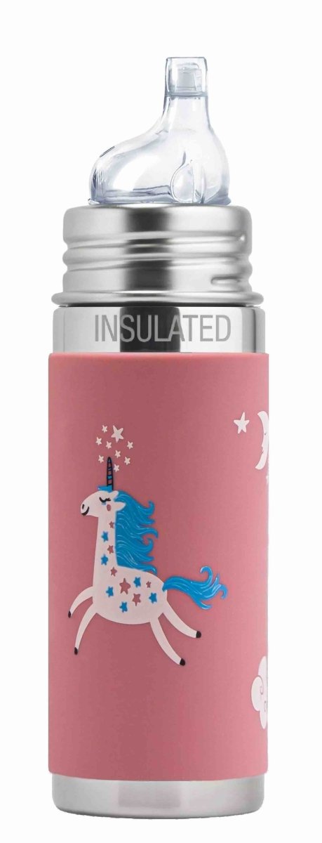 Biberon évolutif isotherme INOX Pura - 260ml - tétine XL (apprentissage) - à partir de 6 mois - manchon rose LICORNE - Biberon - Pura - Nature For Kids - 1