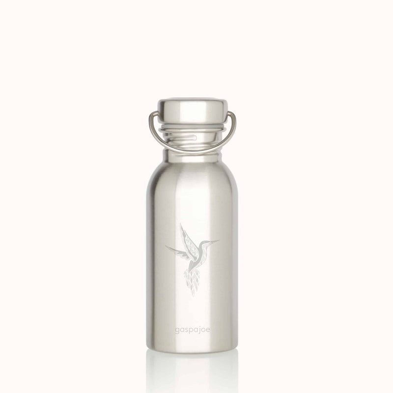 Gourdes inox simple paroi Gaspajoe - modèle SPORTY 500ml - Colibri, Floral ou Bambou - dès 8 ans - Colibri - gravure - Gourde - GASPAJOE - Nature For Kids - 8