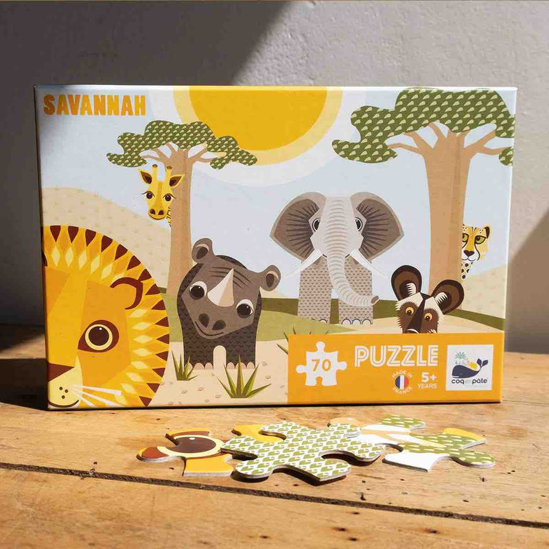 Puzzle enfant SAVANNAH – 70 pièces – dès 5 ans - puzzle - Coq en Pâte - Nature For Kids - 1