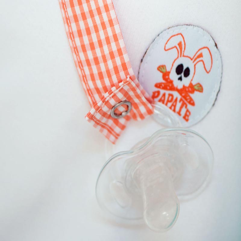 Attaches tétines Teddy en coton bio - 170 x 25 mm - dès la naissance-Vichy orange-Accessoires de puériculture-PAPATE-Nature For Kids-11