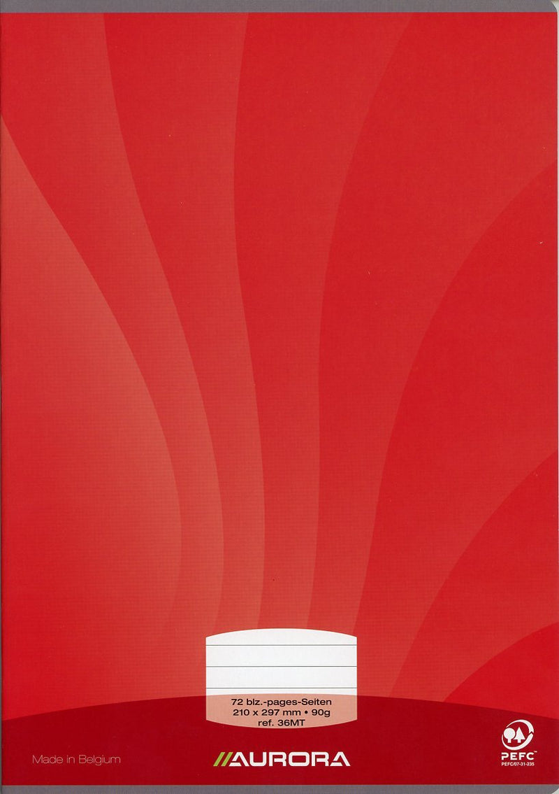 Cahier A4 en papier recyclé – Aurora 72p ligné - dès 5 ans-Couverture rouge-Cahier-Aurora-Nature For Kids-4