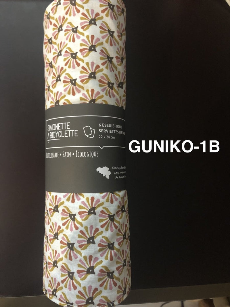 Essuie-tout ou serviette de table en coton écologique par 6 feuilles de 23 x 24 cm-GUNIKO-1B-Essuie-tout-Simonette-Nature For Kids-2