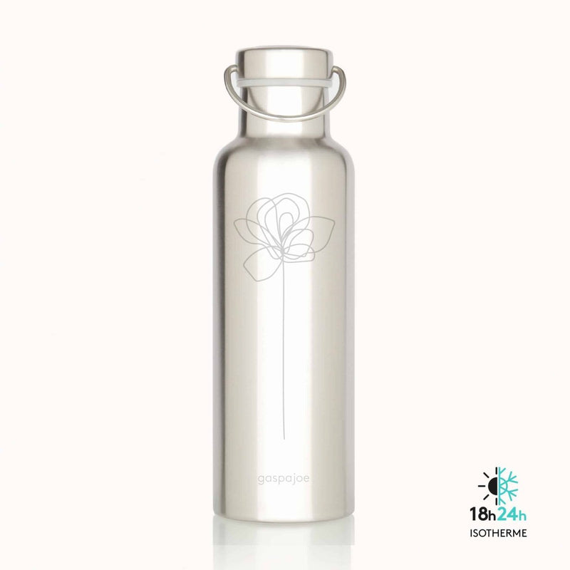 Gourde bouteille inox isotherme – modèle GROOVY 750 ml – pour les petites ou grandes soif – dès 8 ans-Coquelicot-Gourde-GASPAJOE-Nature For Kids-1