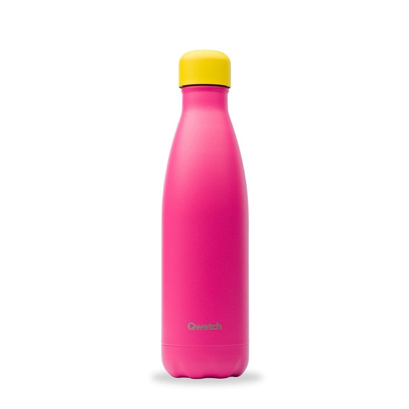 Gourde Bouteille isotherme - Colors rose bouchon jaune - 500 ml--Gourde-Qwetch-Nature For Kids-2