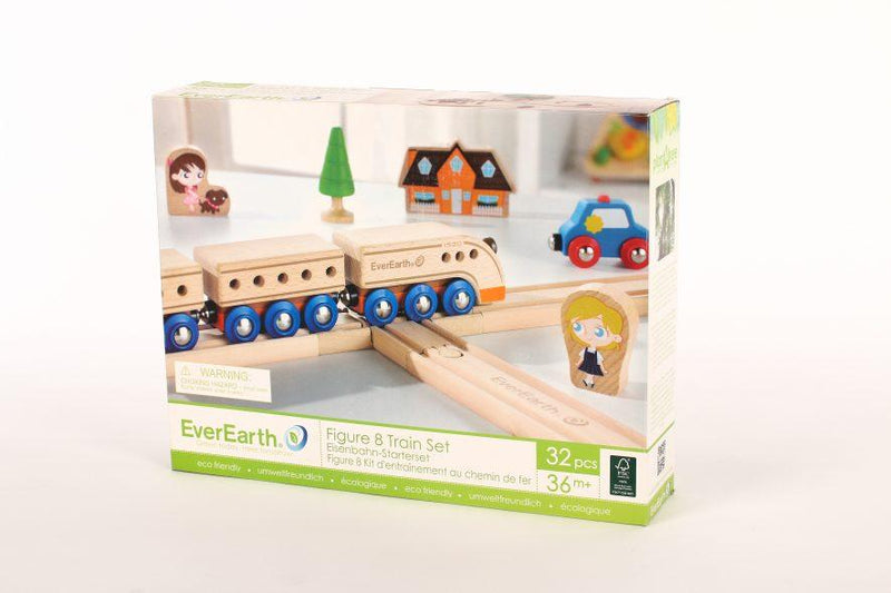 Kit de base train en bois - circuit en 8 - à partir de 3 ans / 36 mois-Default Title-Jouet en bois-EverEarth-Nature For Kids-3