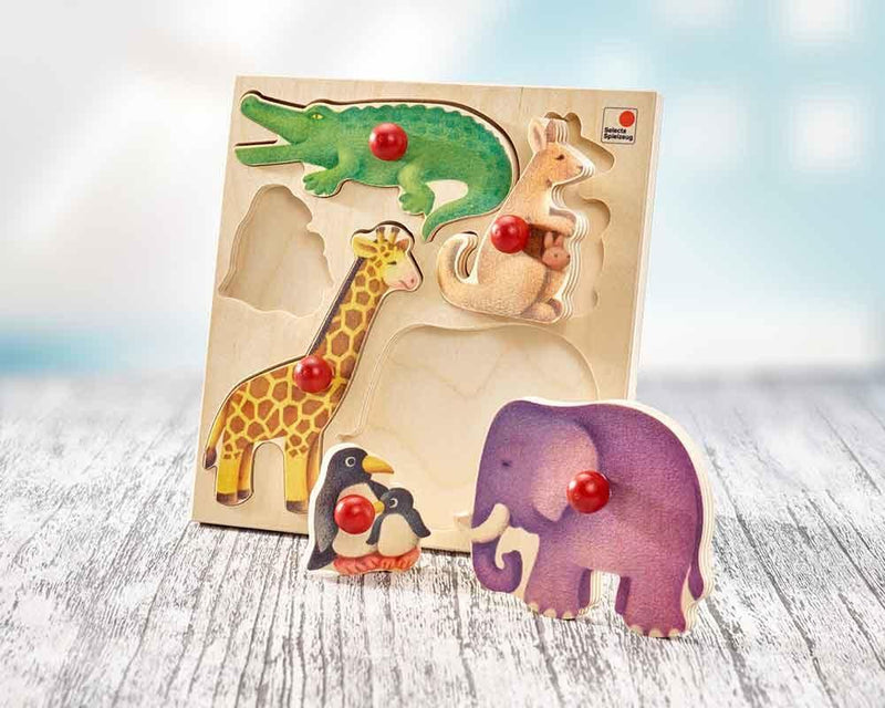 Puzzle zoo en bois et son sac de rangement - à partir de 12 mois / 1 an-Default Title-jeux en bois-Selecta-Nature For Kids-1